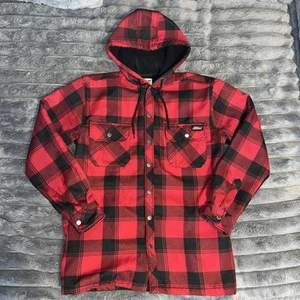 Dickies Kapuzenjacke rot schwarz kariert Polyester Fleece Small 34-36 Herren Vintage - Bild 1 von 5