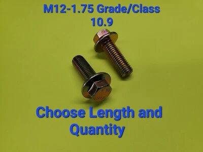M12-1.75 x(CHOOSE LENGTH & QUANTITY) Class 10.9 Metric Flange Bolts Yellow Grade - Image 1 of 2