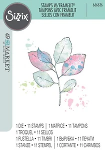 Sizzix Framelits Painted Pencil Leaves 666636 Retail $24.99 1 DIE/11 STAMPS - Picture 1 of 12