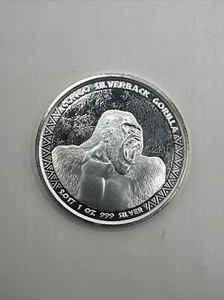 2017  Republic Of Congo Silverback Gorilla .999 1 Oz Silver Coin - Picture 1 of 2
