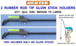 2 SEA FISHING RUBBER GLOW STICK HOLDERS ROD TIP STAR NIGHT LIGHT BITE INDICATOR - Picture 1 of 2