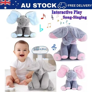 Peek-a-boo Soft Elephant Doll Baby Plush Kids Toy Singing Stuffed Animated Gift - Picture 1 of 8