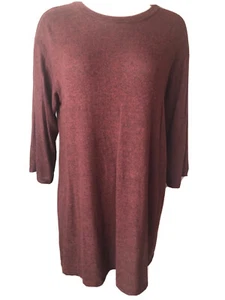 Soft Oversized Audrey 3+1 Relaxed 3/4 Sleeve Round Neckline Maroon dress Small - Picture 1 of 8