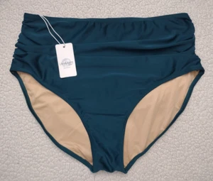 NWT Livy & Kate basic beach ruched bikini swimsuit bottom Laguna green Large - Picture 1 of 7