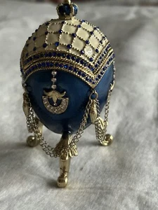 Blau Schmuck Ei Schmuckstück Bix mit Füßen Weisheit - Bild 1 von 14