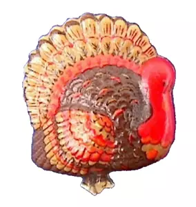 Broche de vacaciones Hallmark PIN Acción de Gracias Vintage TURKEY TOM 1978 ahuecado temprano - Imagen 1 de 2
