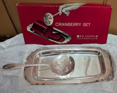 Mundial vintage. Juego de cuchara y plato de arándano plateado Rogers caja original plateada Foto 1 de 4