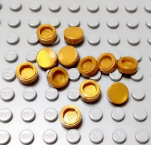 Lego Menge 12 Pearl Gold 1x1 Runde Fliesen Stücke - Bild 1 von 1