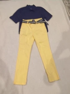 Children's Place Outfit Boy 10 Pants 10/12 Short Sleeve Shirt Belt Easter - Picture 1 of 3