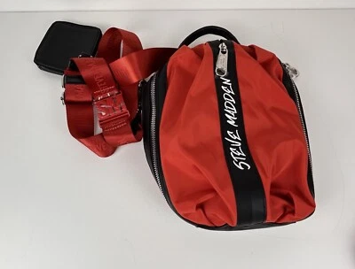 New Steve Madden Sling / Crossbody Nylon Bag Bfuria Red & Black Convertible - Image 1 of 4