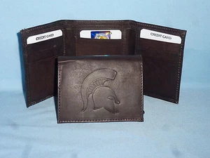 MICHIGAN STATE SPARTANS Leder TriFold Geldbörse NEU dkbr 3 m1 - Bild 1 von 4