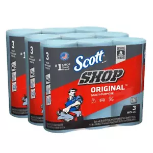 Scott Shop Towel Cleaning Wipes Blue Portable Disposable (3-Pack Bundle of 3) - Picture 1 of 6