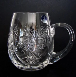 Vintage Dyatkovsky Blown Cut Crystal Beer Mug Pinwheel Cuts original label - Picture 1 of 8