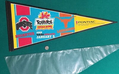 Rare 2009 Tostitos Fiesta Bowl Ohio State Texas Longhorns Leather Front Pennant - Image 1 of 3