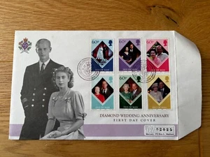 ISLE OF MAN IOM 2007 FDC MERCURY QUEEN ELIZABETH 2 PHILIP DIAMOND WEDDING - Picture 1 of 3