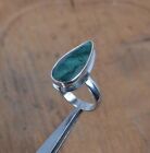 925 Solid Sterling Silver Faceted Green Simulated Emerald Ring-6 US h692