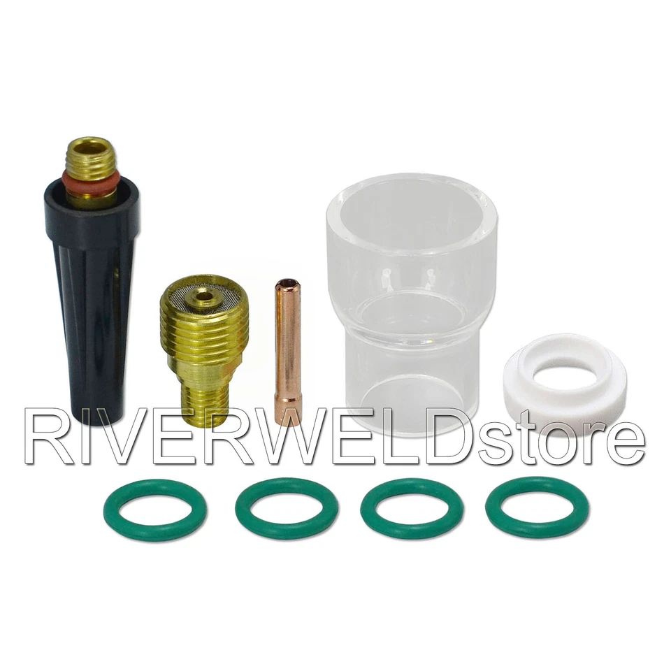 RIVERWELD #12 Pyrex Glass Cup Gas Lens Collet Kit For WP 9 20 25 Tig Welding Torch 9pcs