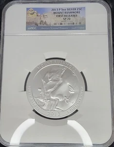 2013-P MOUNT RUSHMORE 5 Oz SILVER NGC GRADED SP70 FIRST RELEASES KVE Investments - Picture 1 of 5