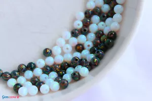 4 mm Rund Lose Mix Schwarz Weiß Labor Opal Zwischenring Kugel Perlen Schmuck Herstellung 12 Stck. - Bild 1 von 13