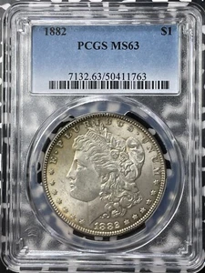 1882 U.S. $1 Morgan Dollar PCGS MS63 Lot#A9870 Large Silver! Auswahl UNC! - Bild 1 von 3