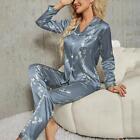 Pajama Set Long Sleeve Sleepwear Women Button Down Nightwear Shirt Loungewear