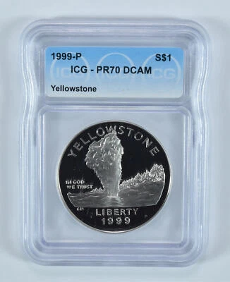 1999-P Yellowstone Commemorative Silver Dollar PR70 DCAM ICG - Image 1 of 4