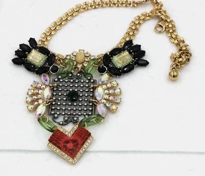 LULU FROST Necklace Multi-Color Art Deco Crystal Statement Necklace 18" ~ NEW - Image 1 of 4