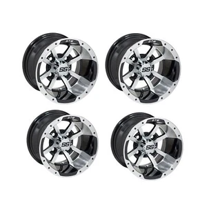 Set of 4 Golf Cart GTW Storm Trooper 10 inch Machined Black Wheel W/ 3:4 Offset - Picture 1 of 5