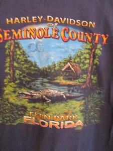 HARLEY DAVIDSON SHORT SLEEVE SHIRT "FERN PARK, FLORIDA NAVY BLUE SIZE LARGE - Picture 1 of 7