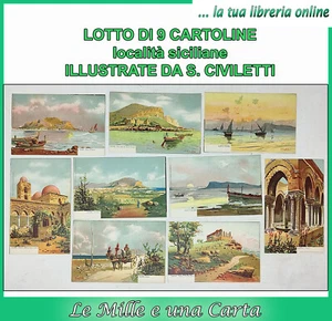 cartoline illustrate Sicilia di Palermo Monreale Civiletti carretto siciliano - Imagen 1 de 10