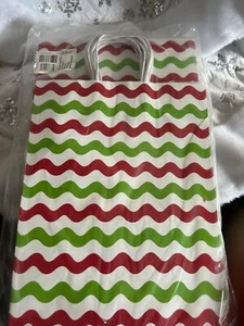 12-Pack American Greetings Gift Bags Handles 10" X 13" Holiday Red Green Striped - Picture 1 of 8