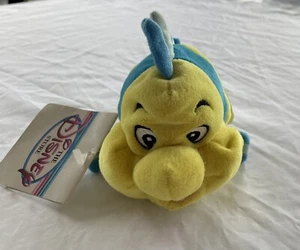 Vintage Disney Little Mermaid Small Beanie Plush Flounder Fish - Picture 1 of 4