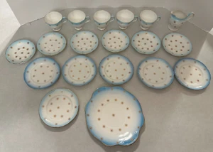 19 Pieces - Royal Stuart Blue & White - Gold Sunburst - Cups Saucers Plates - Picture 1 of 10