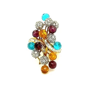 18k Gold Ring mit farbigen Steinen - Bild 1 von 9
