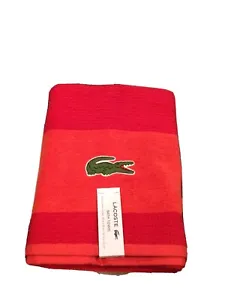 Lacoste ~ Red Bath Towel 100% Cotton 30" x 52" Big Crocodile Logo - Picture 1 of 2