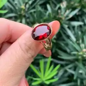 3Ct Oval Cut Lab Created Red Ruby Women's Solitaire Ring 14K Rose Gold Plated - Picture 1 of 6