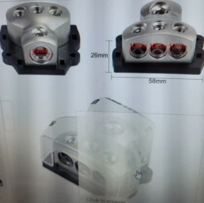 Carwipes 3Way Distribution Block Car Audio Power Wire Splitter - Image 1 of 4