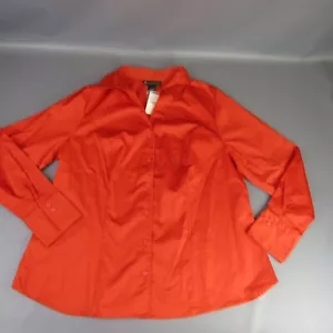 Camicia donna Lane Bryant bottoni davanti taglia 18 nuova con etichetta blusa arancione Halloween - Foto 1 di 10