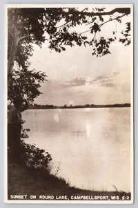 Foto postal real RPPC Campbellsport Wisconsin Round Lake Sunset - Imagen 1 de 2