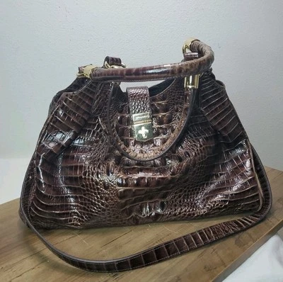 BRAHMIN ELISA SHOULDER HANDBAG PECAN MELBOURNE LEATHER PURSE TOTE BAG LARGE 15" - Image 1 of 4