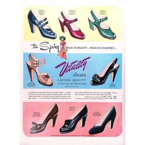 1950 Print Ad Vitality Shoes Lasting Quality in Every Detail 10x14 Women's Shoes - Picture 1 of 3