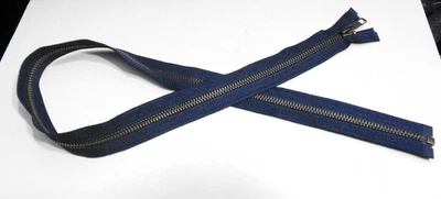 30 inch Navy Blue & Antique Brass Metal #5 YKK Zipper Separating New! - Image 1 of 3