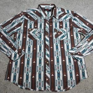 Rock & Roll Denim Southwestern Ripstop Langarm Pearl Snap Shirt 2XL - Bild 1 von 8