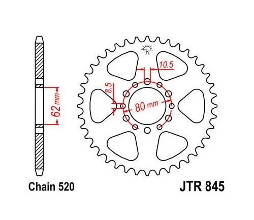 JT Steel Rear Sprocket 520 46T #JTR845.46 fits Yamaha SR250 Exciter/IT125 Foto 1 de 1