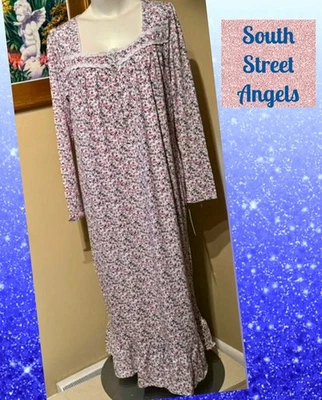 EILEEN WEST C5825069 ~ BAYA DE INVIERNO ~ JERSEY ALGODÓN MANGA LARGA CAMISÓN GRANDE Foto 1 de 4