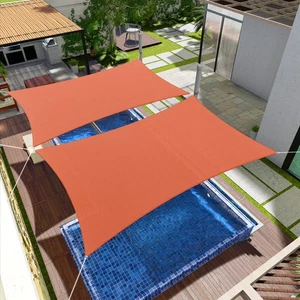 2-15ft Orange Sun Shade Sail Mesh with 6" Hardware Kit for Carport Patio Awning - Picture 1 of 12