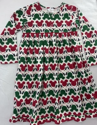 Hanna Andersson Girls 12 Disney Holiday Mickey Mouse Flannel Nightgown - Image 1 of 3