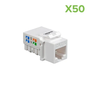 50 pack lot Keystone Jack Cat6 White Network Ethernet 110 Punchdown 8P8C - Picture 1 of 3