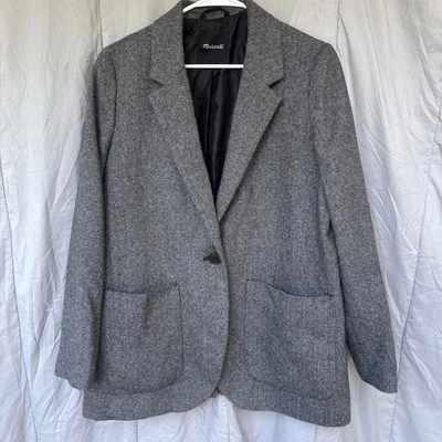 Madewell Blazer Jacket Gray Herringbone Size Xlarge - Image 1 of 4
