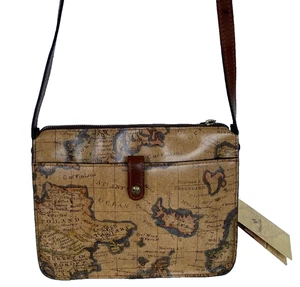 Patricia Nash Nerina Leather Crossbody Bag European Map Shoulder Bag NWT - Picture 1 of 24